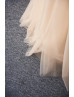Off Shoulder Blush Lace Champagne Tulle Bridesmaid Dress